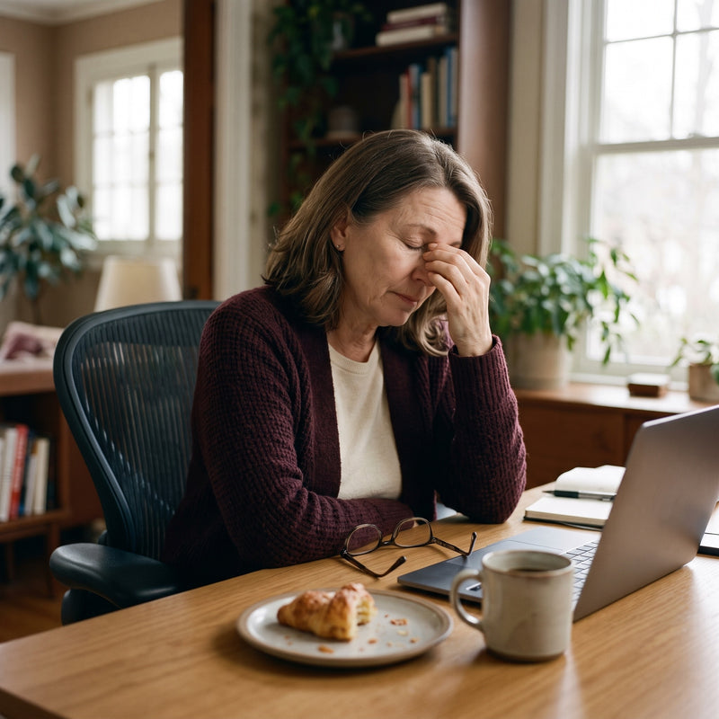 Woman with an afternoon energy slump at her desk