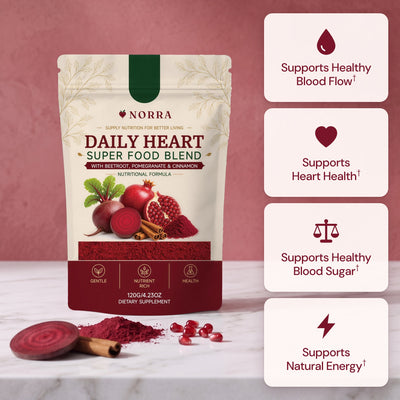 Norra Daily Heart Blend pouch: supports healthy blood flow, heart health, healthy blood sugar and natural energy