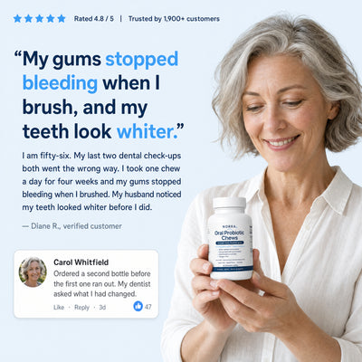 Customer review: my gums stopped bleeding when I brush and my teeth look whiter