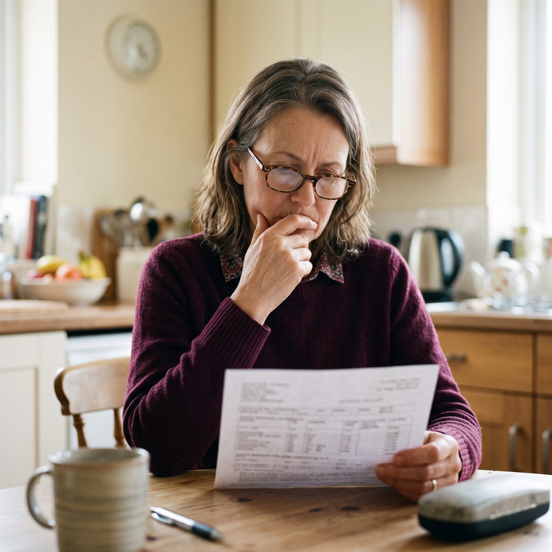 Woman reading her lab results
